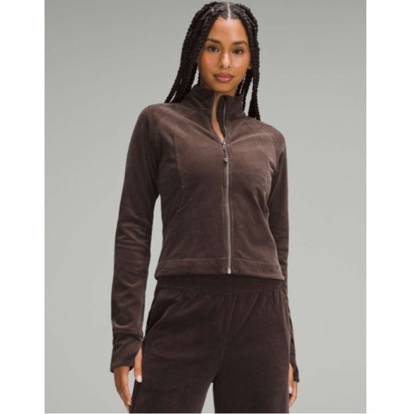 Lululemon Scuba Track Jacket *Velvet Cord Espresso Brown Size 2 - Picture 1 of 14